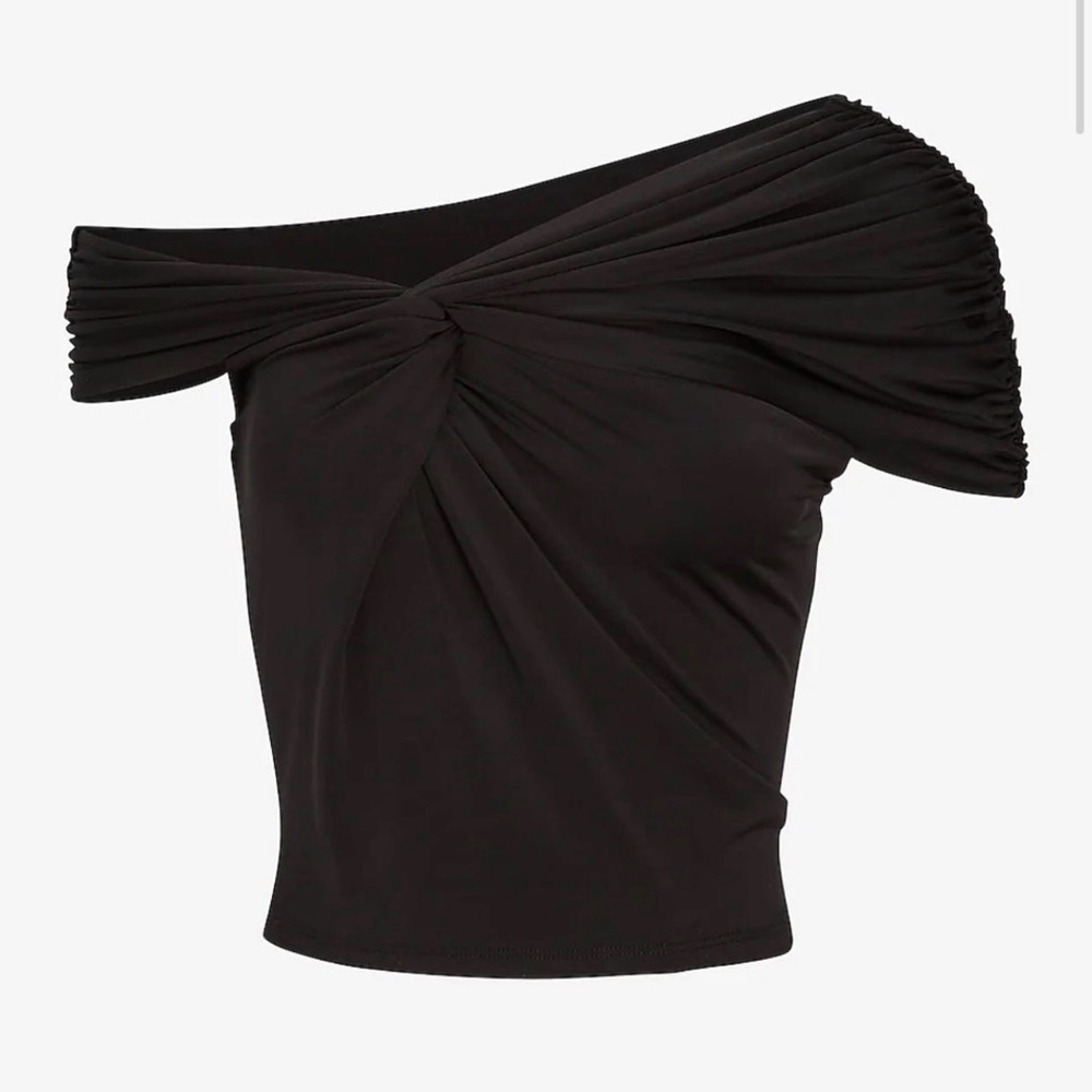 Express Black Off-Shoulder Crop Top